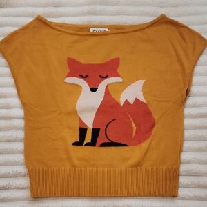 Oxknit Fox Print Mustard Sweater